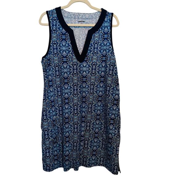 Lands' End Sleeveless Comfy Lightweight Cotton V-Neck Dress Women's Size L 14-16 - Picture 2 of 7
